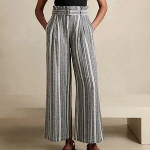 Women's Gray Striped Wide-Leg Pants